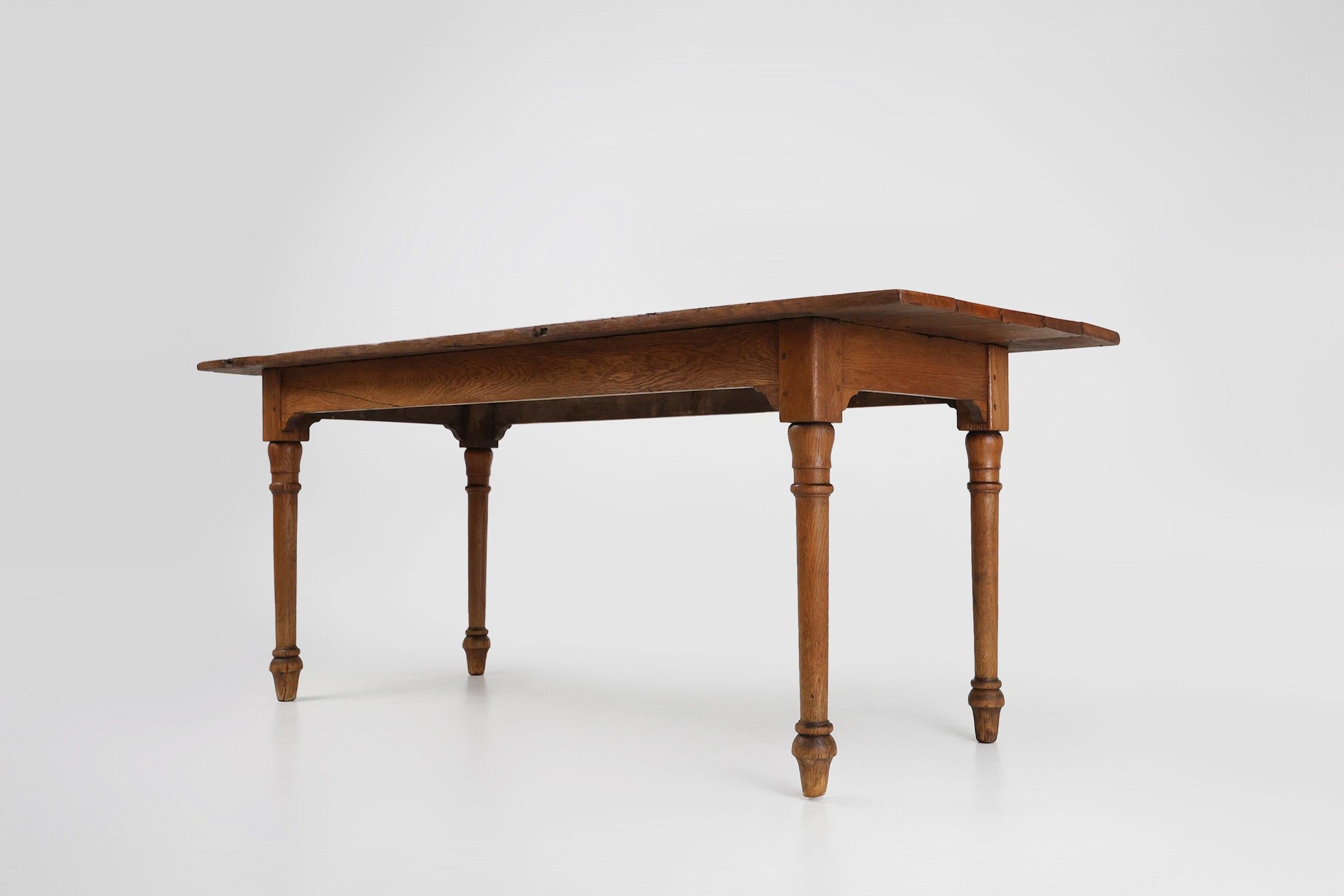 Rustic farmhouse table in oak wood, France ca. 1850thumbnail